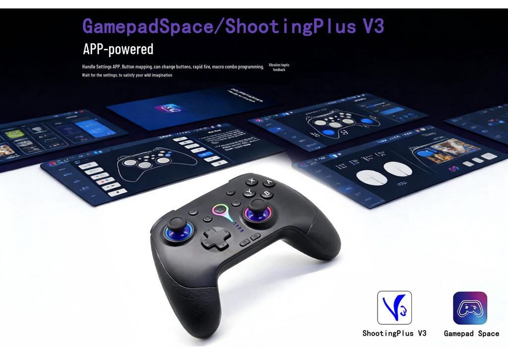 Bluetooth Game Controller: Somatosensory Vibration & Macro, Compatible with PC, Steam, Hall Joystick