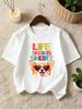 Family Tee Cute Corgi Heart Sunglasses Life Is Short Letter Print Soft Sleeve Parent Child Kids Casual Comfort Daily Basic Tops
