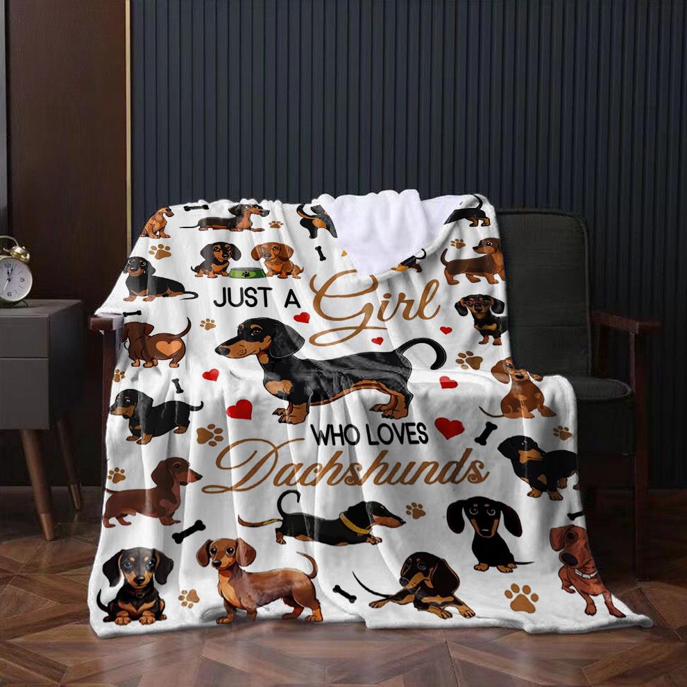 1PC Throw Cute Dachshunds Flannel Blanket for Couch Bed Sofa Warm Blankets Perfect Festival Gifts for a Girl Boy Who Loves Dogs