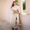 Xiangying Women's White Double-faced Wool Blend Mid-Length Coat