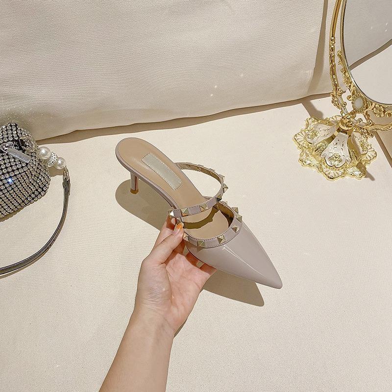 Ladies heels versatile summer word with warren rivet bag head high heels sandals