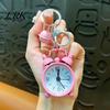 Alarm Clock Key Ring Keychain Pendant with Built-In Micro Clock, Holder for Commuters Students And Travelers, Sturdy Iron Design Portable Timekeeping
