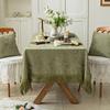 Eifloy Luxury Green Textured Table Cloth Rectangular Square For Party With Tassels Dining Coffee Table Cover Drop Shipping