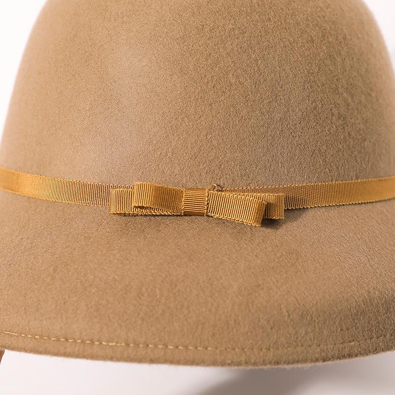 New Woolen Bucket Hat for Women's Autumn and Winter High-end Sense Xiaoxiang Dome Retro Temperament Celebrity Top Hat