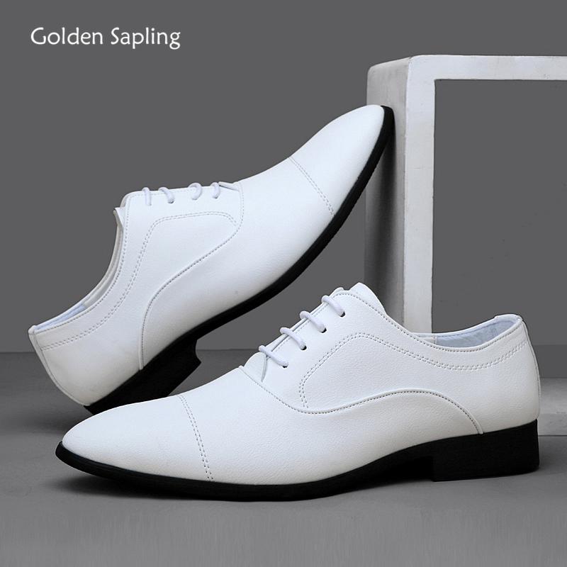 Golden Sapling Men's Formal Shoes White Oxfords Elegant Wedding Shoe for Men Casual Business Flats Leisure Dress Loafers