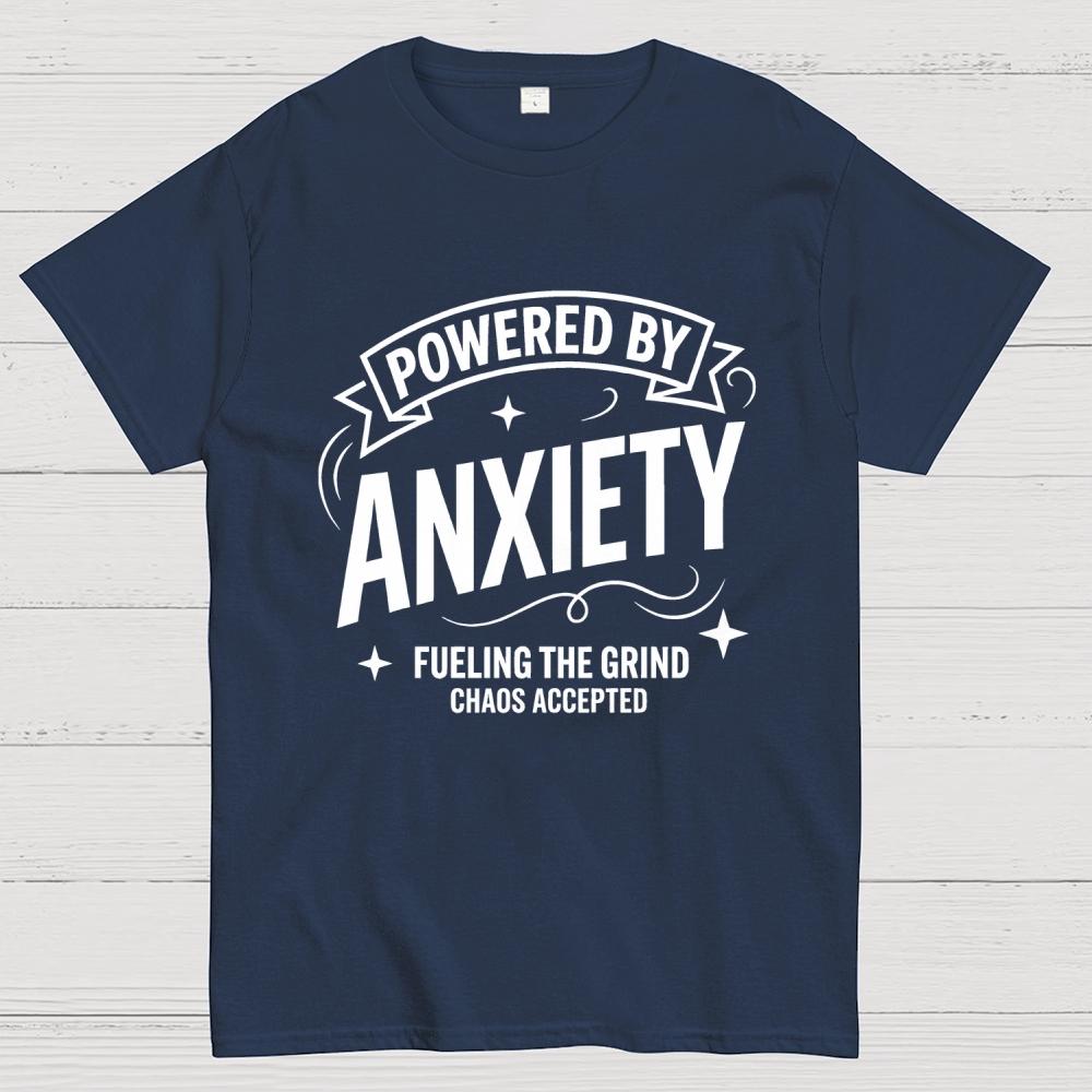 Powered By Anxiety Art Print Cotton Summer Casual Cool Loose T-Shirt