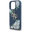 Guess Grained Roses Big 4G Logo Case for iPhone 16 Pro Max Blue