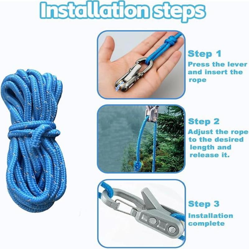 Retractable Tie Down Rope Tensioner Heavy Duty Rope Tightening Tool for Camping Boating Luggage Fastening