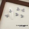 Luxurious Zircon Four-Leaf Clover Nail Art: White K Gold Heart Accessories