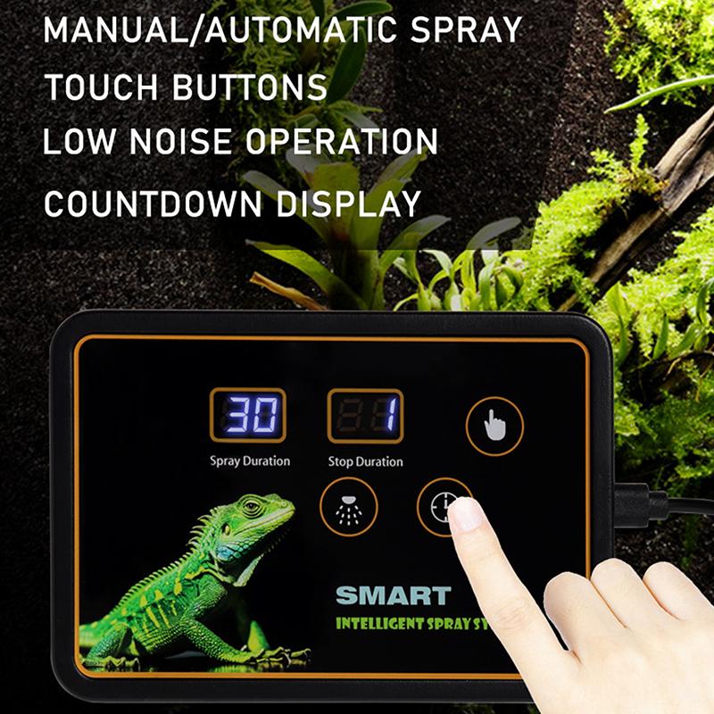 Regenwald Terrarium Zeitschaltuhr Sprühsystem Zerstäubungsset Klettertier Schildkrötenbox Intelligentes Sprühen Hohe Qualität Geräuscharm