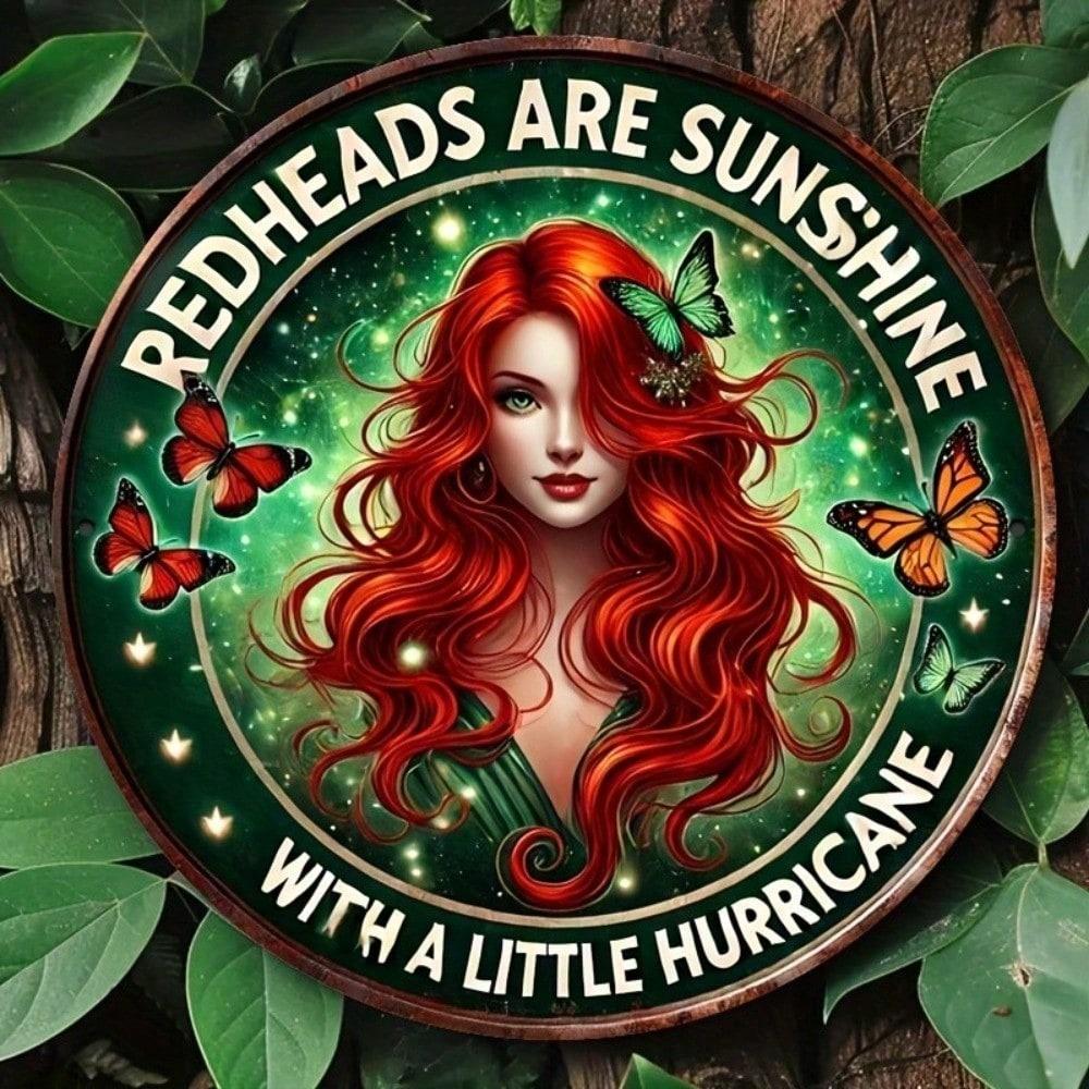

Vintage Redhead Girl Metal Tin Sign 8 Inch Round Retro Wall Art for Home Bar Cafe Man Cave Decor 20x20 різнокольоровий