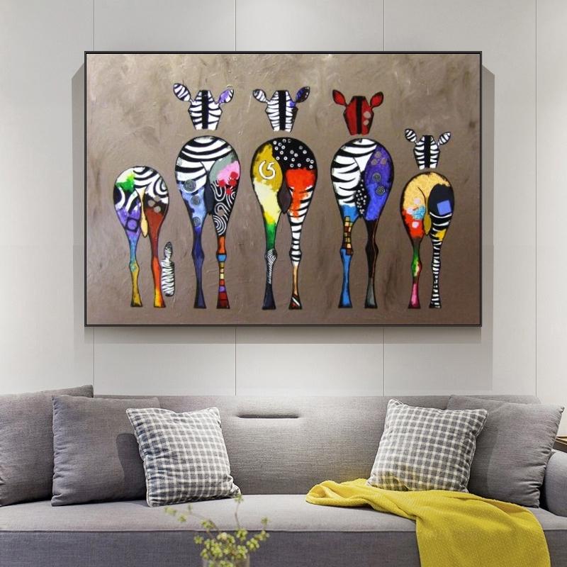 Colorful Zebra Canvas Painting Wall Art Picture Animal Posters On Loft Wall Decor Modern Living Room Home Decoration