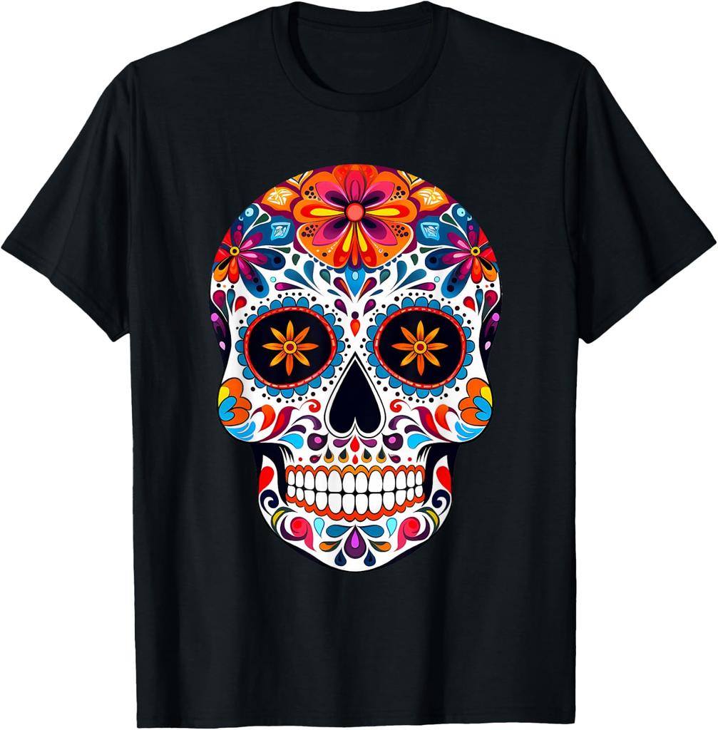 Large Sugar Skull Print T-Shirt