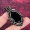 Black Onyx Pendant Genuine Gemstone Jewelry Copper Wire Wrapped Handmade Pendant
