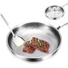 Titanium Frying Pan with Lid Scratch-Resistant Skillet Non-Stick Hammered Cookware for