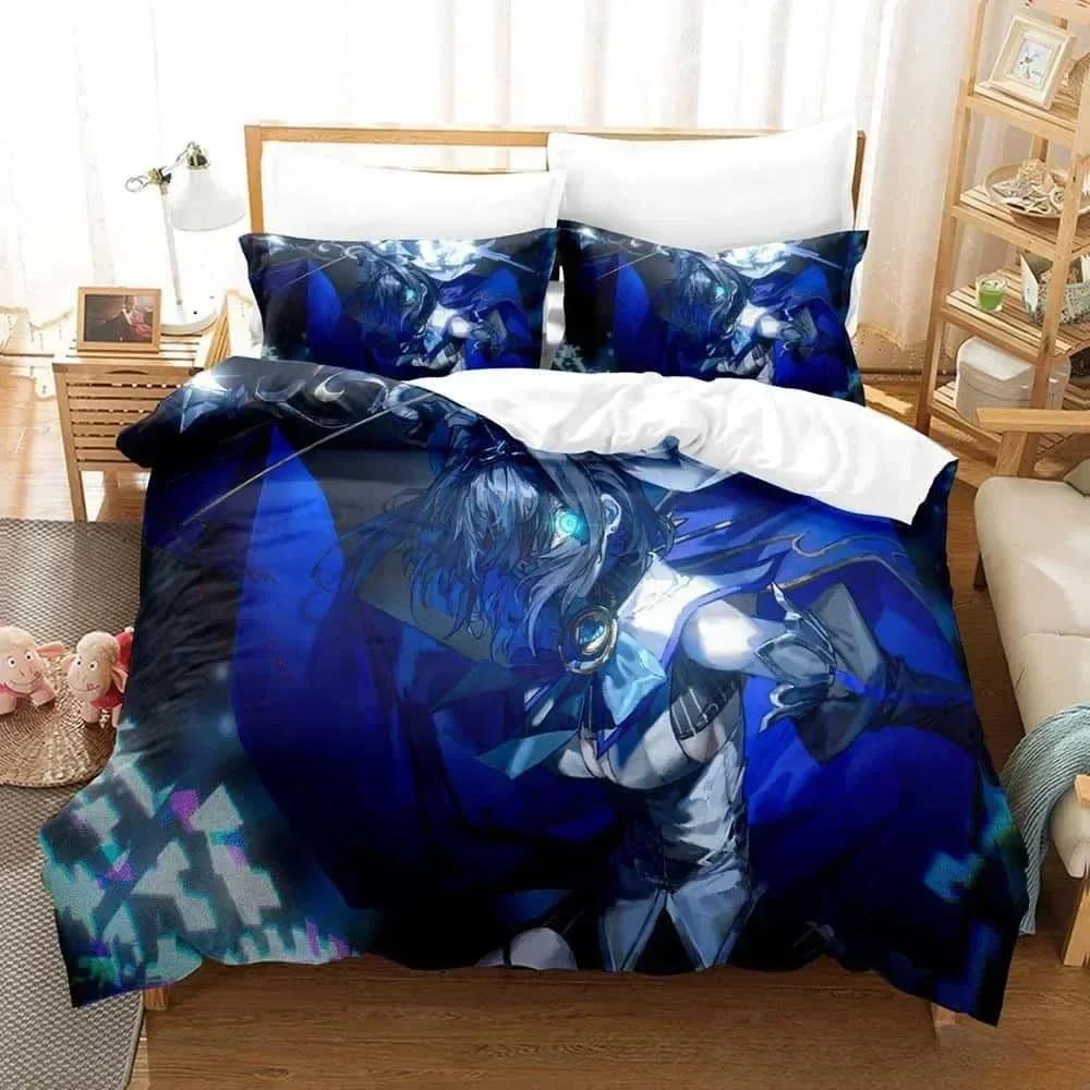 Comforter 3D Print Anime Ouro Kronii Bedding Set Printed Bed Set With Bed Soft Queen King Size Bedclothes Home