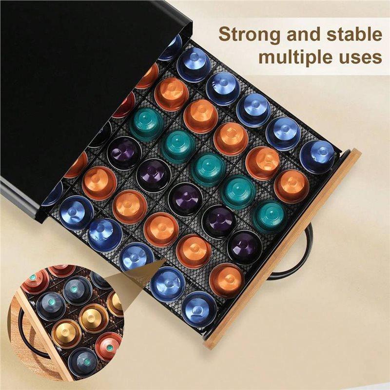 Coffee Shelves 40 Pods Storage Rack Large Capacity Coffee Capsule Drawer Organizer Dustproof Coffee Pod Storage Box