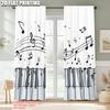 2pcs,2D Plane Printing Print Curtains Classic Piano & Musical Notes Versatile Polyester Fabric (without Rod) Festive for