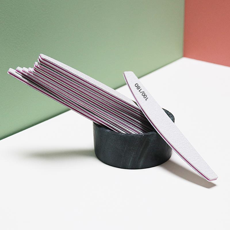 Nail File Buffer 100/180 Grit Half Moon Nail Files Double Side Sandpaper Nail Sanding Grinding Gel Nail Polish Manicure Tool