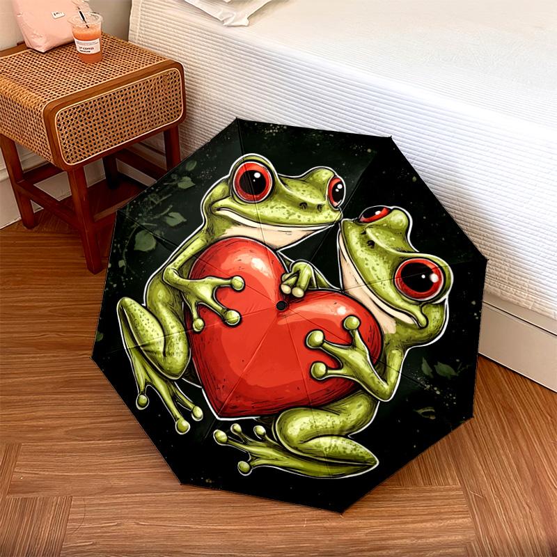 1 PC Automatic Folding Umbrella - Frogs Pattern, Portable & Foldable Design with 8 Ribs, Christmas Birthday Gifts