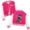 5601 Kids Girls Lily Lovebraids Cartoon Print Long Sleeves Baseball Jacket