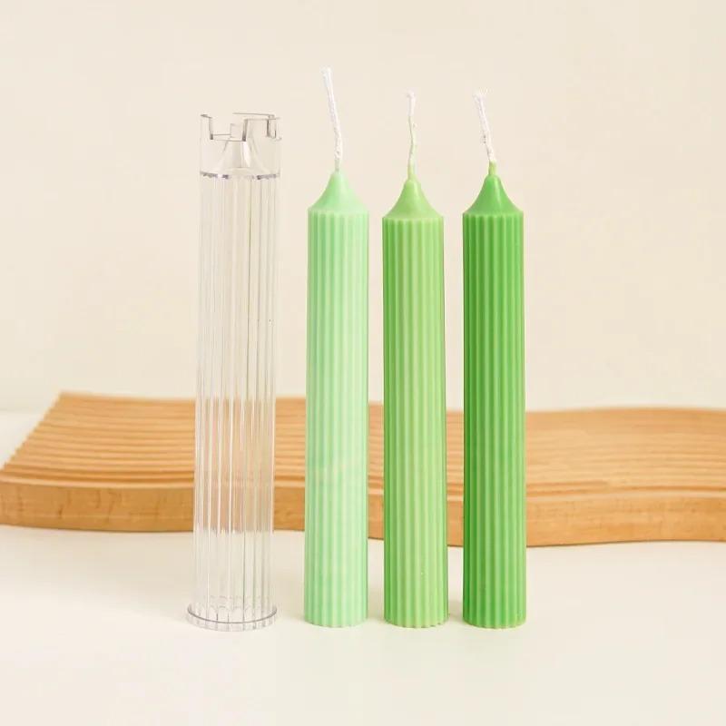 Pinstripe Cylindrical Pole Candle Mold Diy Cylindrical Candle Making Supplies Easy To Release Durable Acrylic Plastic Mould