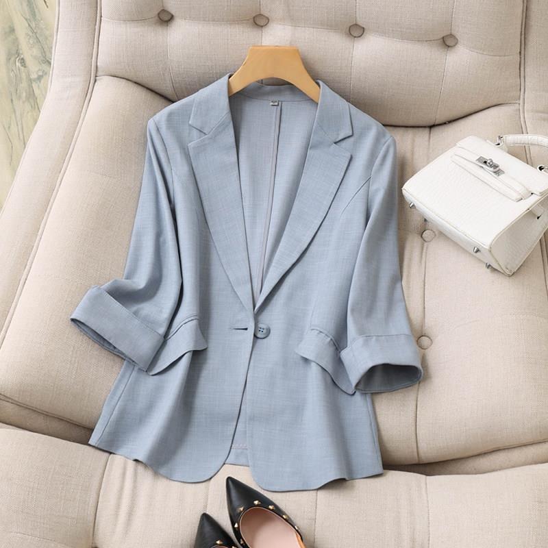 Women's Korean White Blazer Summer Loose Fit Waist Slimming Elegant Office Casual Comfortable New