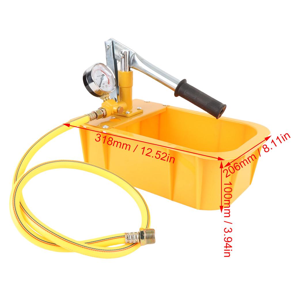 Manual Water Pressure Test Pump with Gauge G1/2 Standard Thread Connector Water Pipe Leakage Pressure Tester for Pipeline Heating System