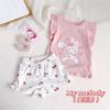 Girls Summer Cartoon Short Sleeve 2 Piece Pajama Set Cute and Stylish