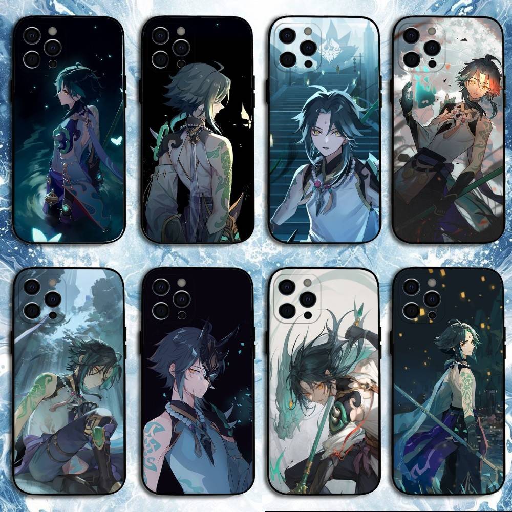 G-Genshin-Impact-Xiao Phone Case For iPhone17,16,15,14,13,12,11 Plus,Pro Max, Soft Silicone Black Cover