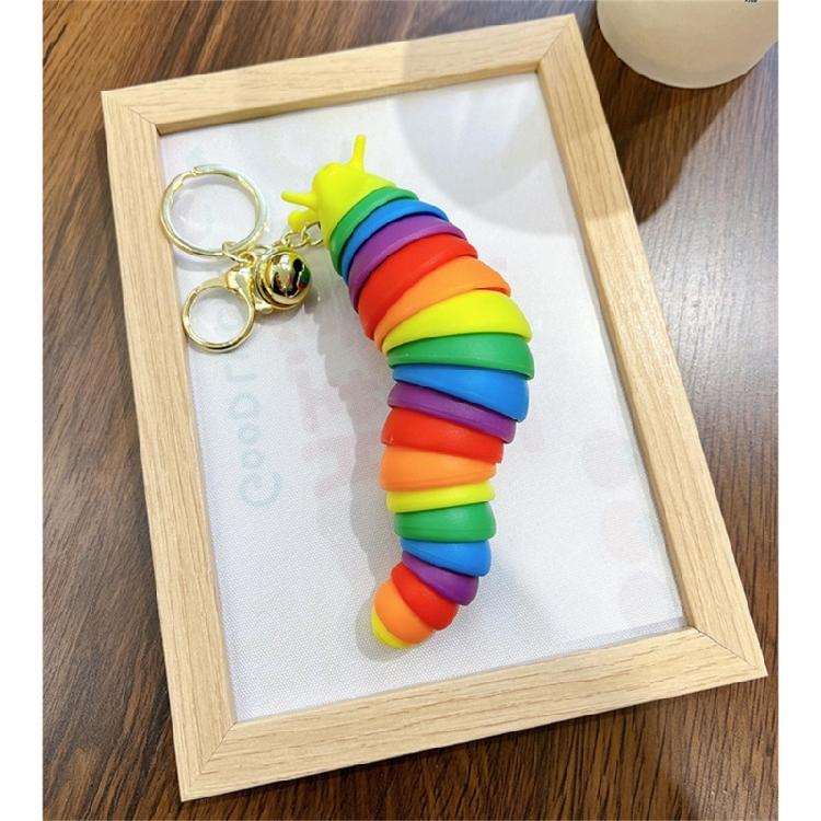 Colorful Caterpillars Plastic Keychain Creative and Cartoon Animal Bag Pendant