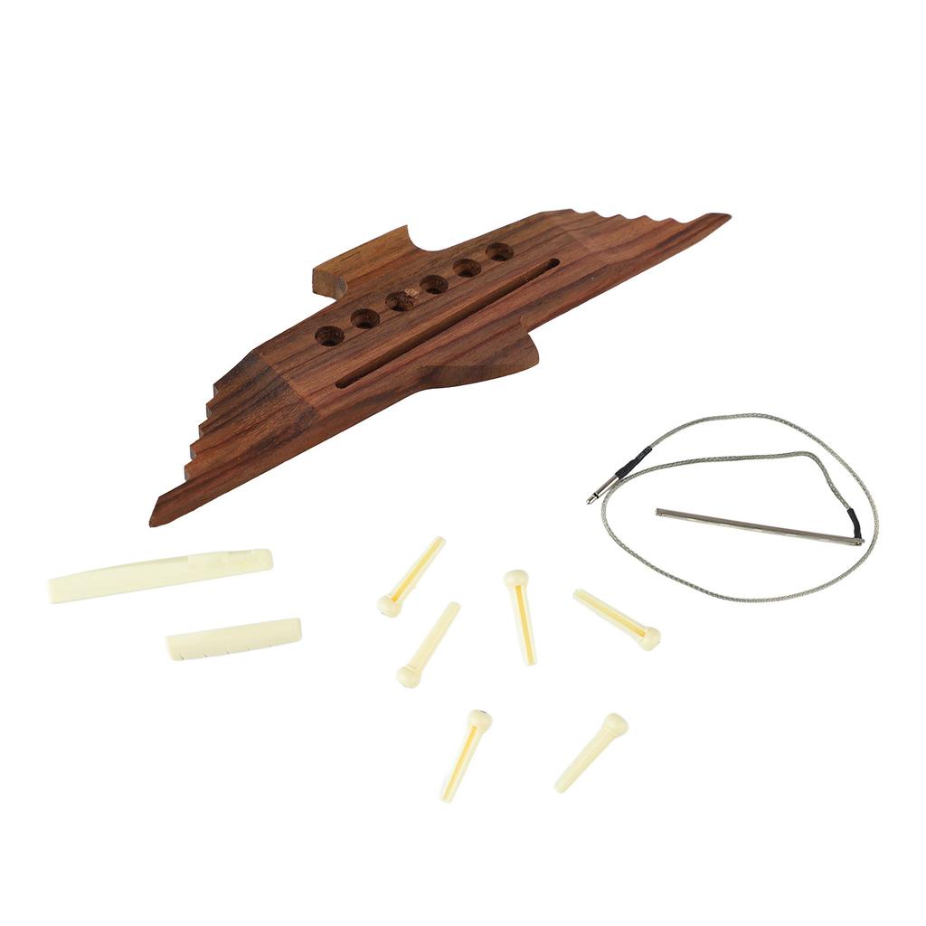 10PCS 6 String Acoustic Guitar Bridge Rosewood Set Musical Instrument Accessory with Saddle Nut Pin