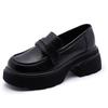 Small leather shoes women's 2025 autumn new British style platform muffin loafers women's black college style foot shoes