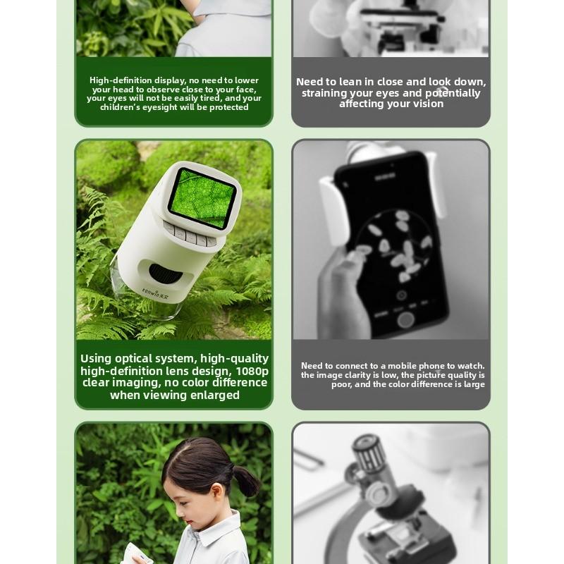 Hochauflösendes, tragbares, vielseitiges elektronisches Mikroskop mit LCD-Anzeige für Kinder-Wissenschaftsexperimentatoren, Geburtstagsgeschenk für Jungen und Mädchen