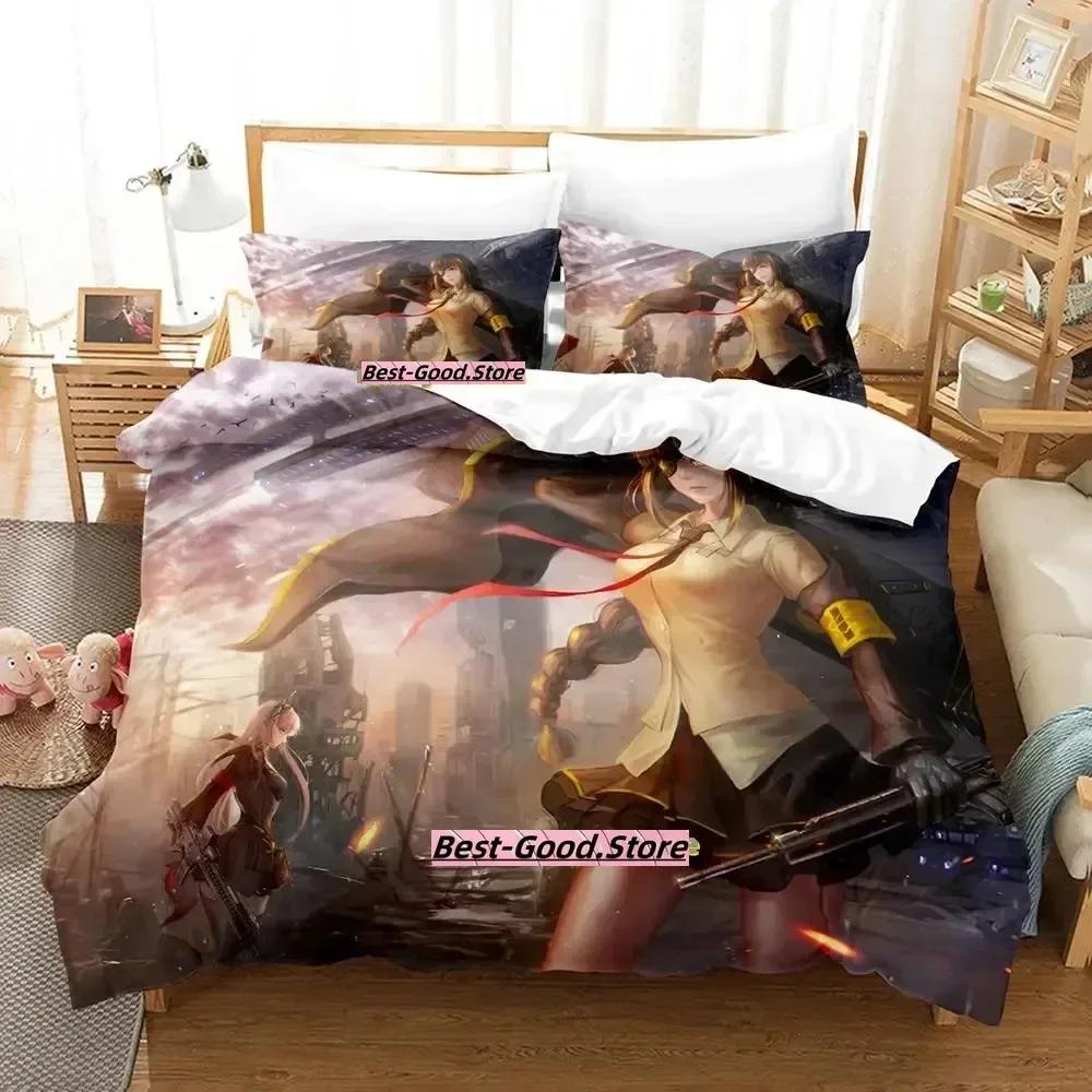 Spel Girls Frontline Anime Kawaii Tryckt Sängset Påslakan Örngott Sängkläder Sänglinne Lakan Täcke Drottning King Size