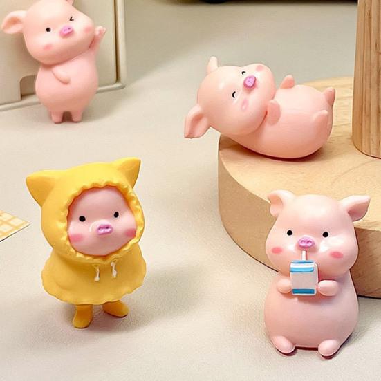 Mini Pig Figurines Cartoon Toy Cute Toppers for Home Piglet Cake Miniature Pig Office Desk Birthday
