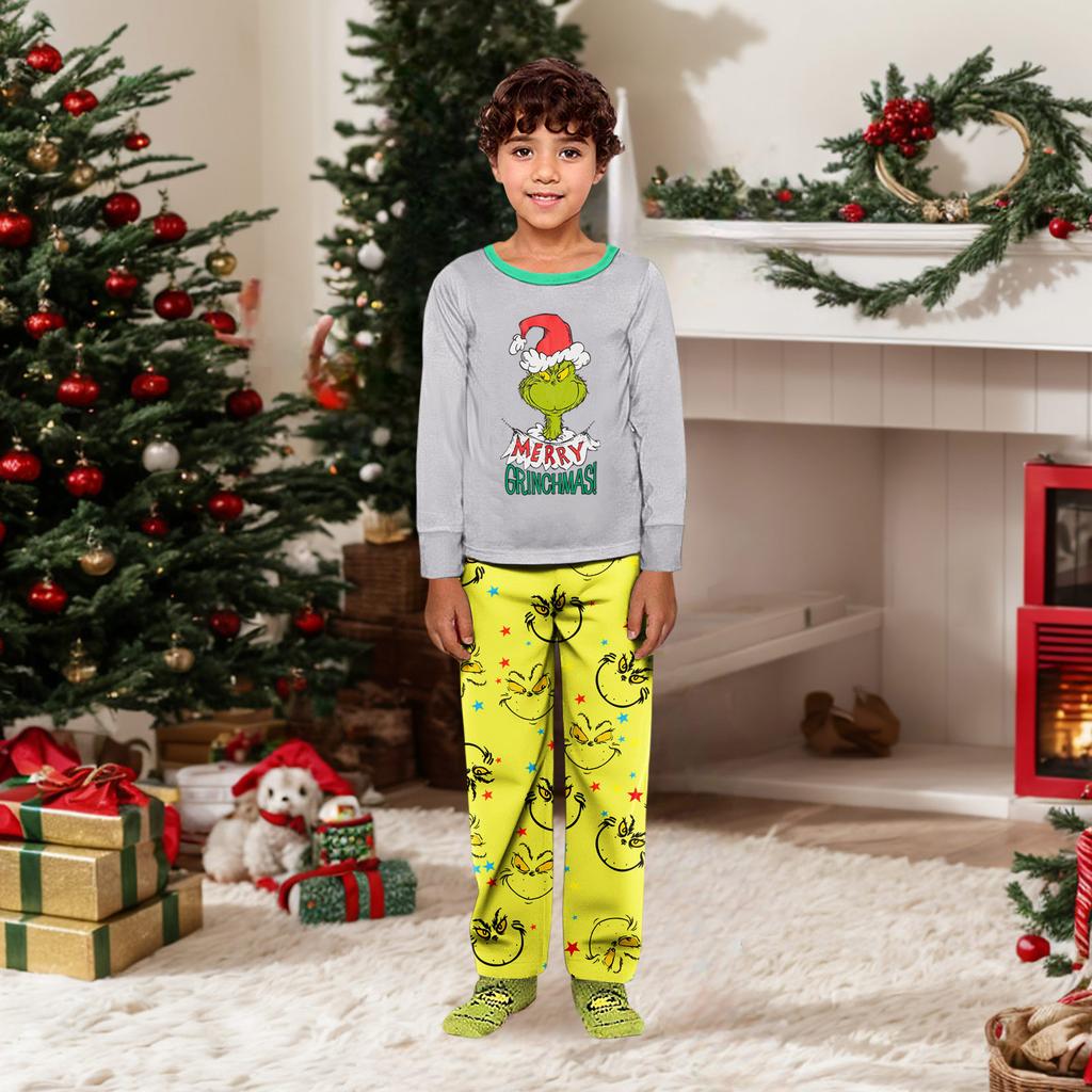 Parent-child Christmas Print Home Suit Long-sleeved Top And Pants