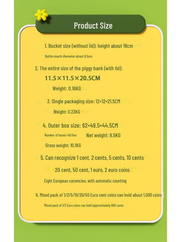 Inteligentny elektroniczny pojemnik na monety do liczenia - Skarbonka 1,8 l dla dzieci