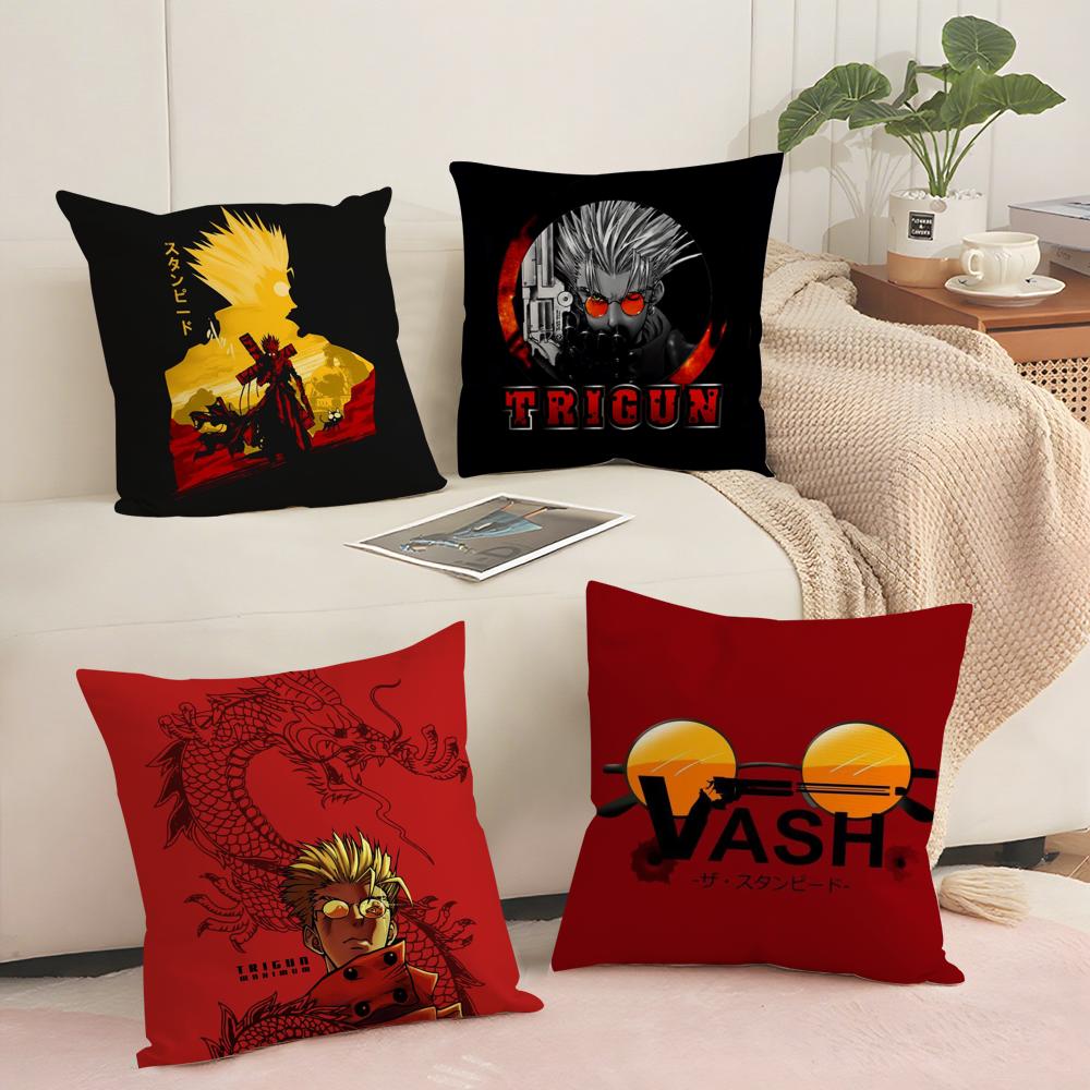 Cool Anime T-Trigun Cushion Cover Soft Short Plush Pillow Cover Smooth Cozy Texture Aesthetic Cushion Case Home Decor