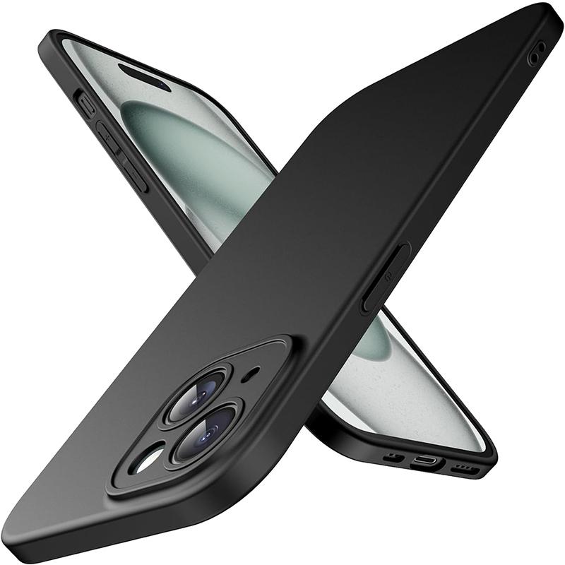 Luxury Ultra Thin Matte Silicone Soft Case For iPhone 15 14 Plus 13 Mini Pro Max SE 2022 2020 Solid Black Full Slim Back Cover
