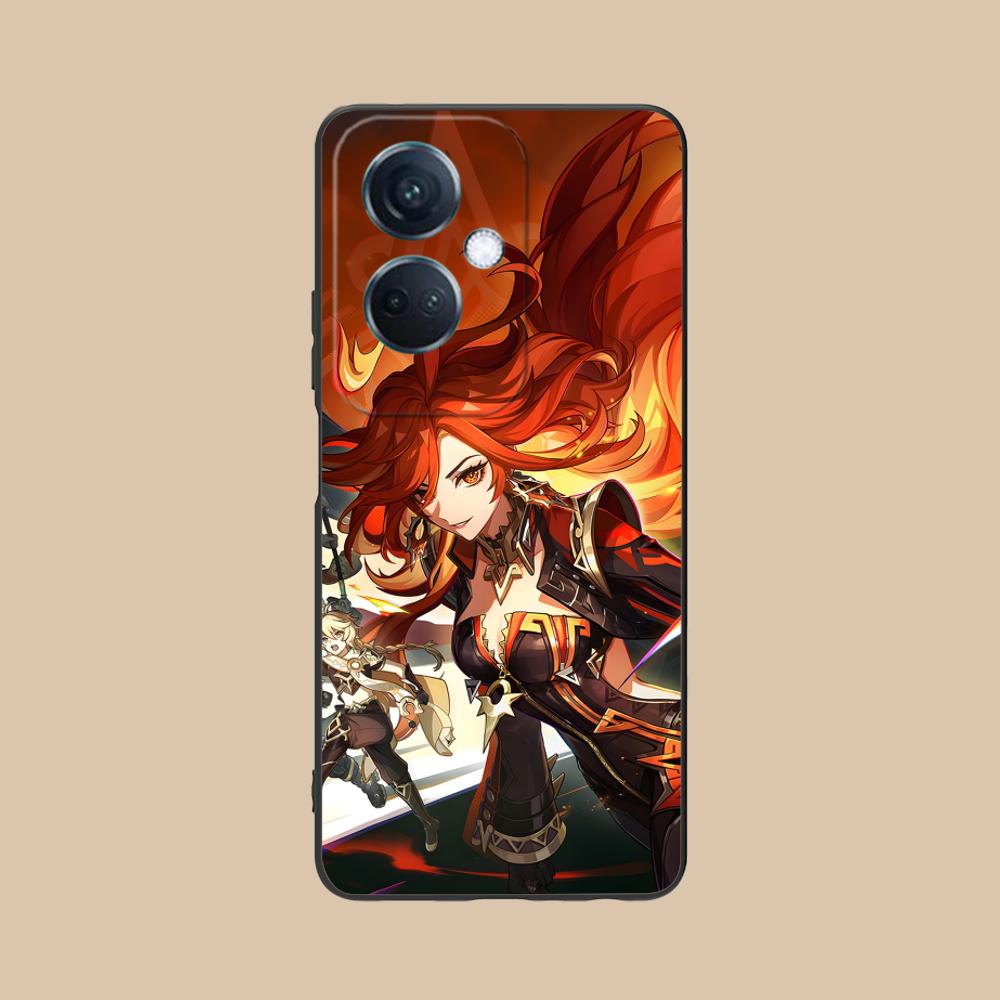 Game GI Mavuika Matte TPU Mobile Phone Case for OPPO Reno 14 13 12 11 10 9 8 7 6 5 F T Pro 5G Colorful Printing Cover