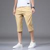 Summer Mens Cotton  Cropped Pants Fashion Casual Loose  Leg Straight Trouser Vintage Calf-Length Shorts Streetwear