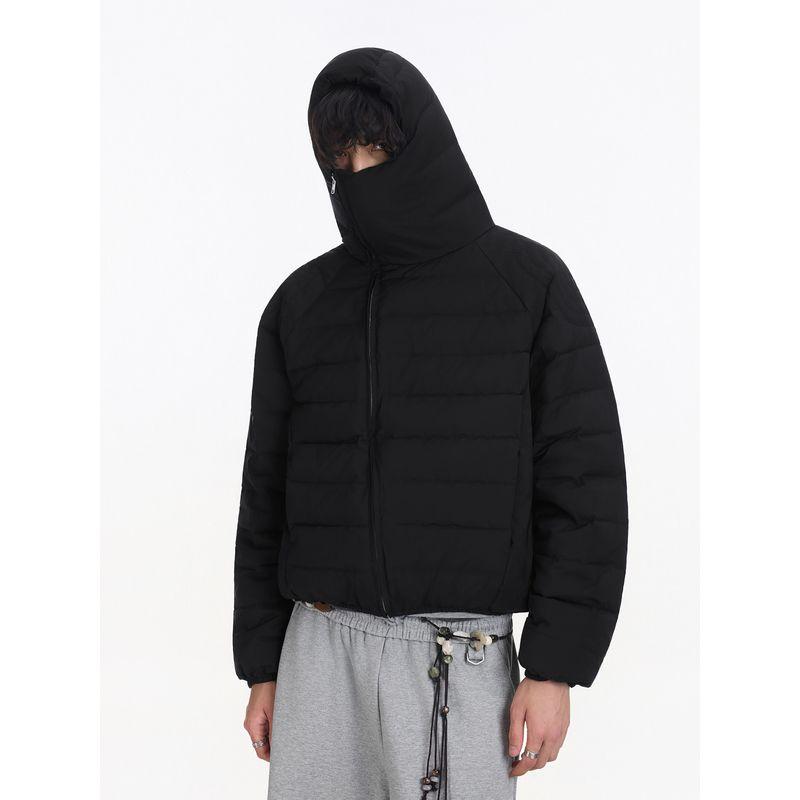 Blaexit Rock Snail Ribbed down Jacket for Men, Lightweight and Slim Fit, Winter High-End Hooded Fleece-Lined Warm Coat