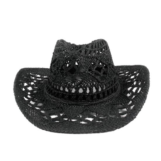Sombrero de Vaquero Clásico Vintage Hueco Unisex Borde Rizado Ala Ancha Sombrero de Sol para Hombre Sombrero de Pesca