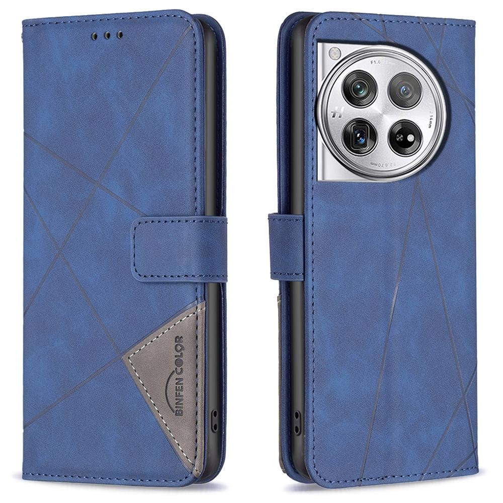 BINFEN COLOR Für OnePlus 12R 5G/Ace 3 5G Handyhüllen Brieftasche Ständer Geometrie Geprägtes Leder Cover