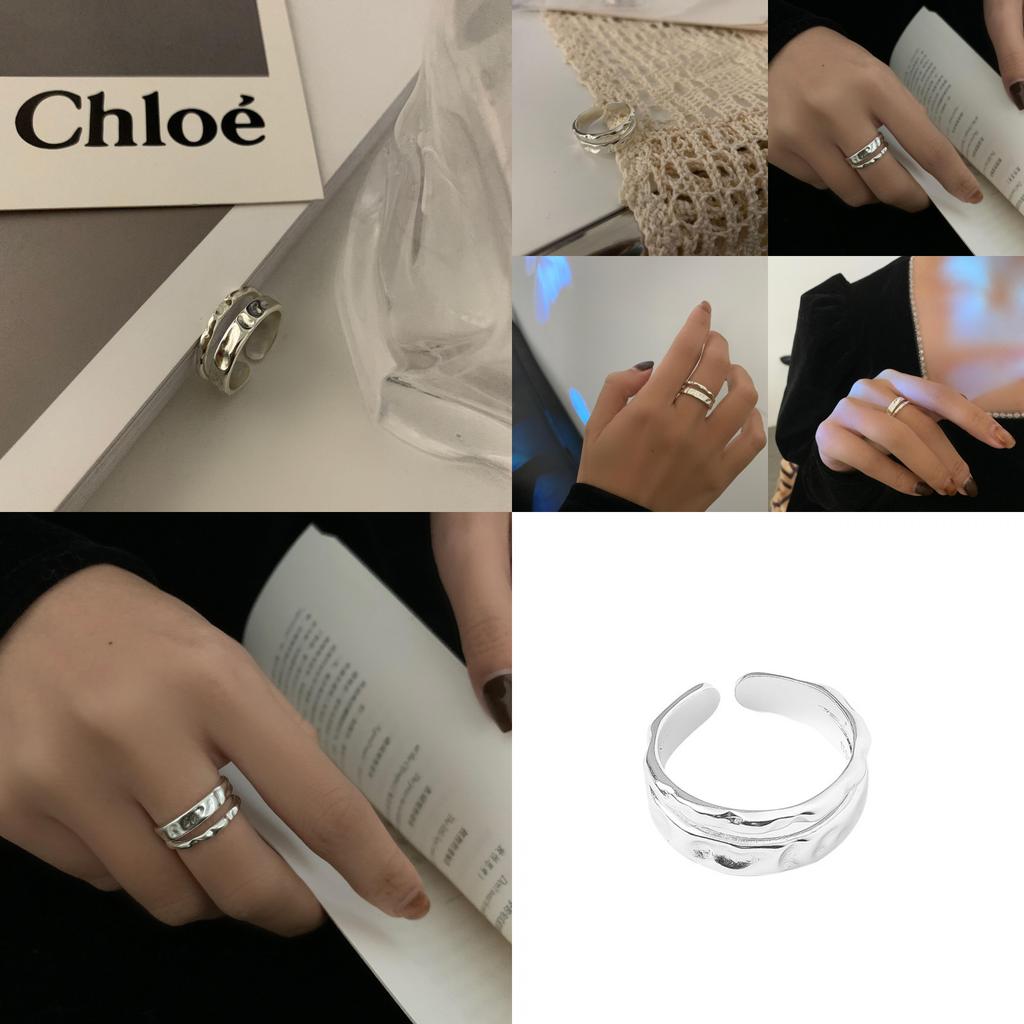 Elegant S925 Silver Candy Wave Pattern Hollow Geometric Ring For Women Fashion