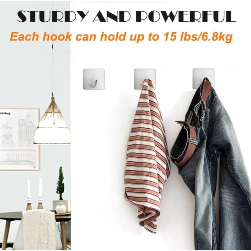 4Pack Adhesive Hooks,Self Adhesive,Metal Wall Sticky Hooks Hanger for Keys Bags Clothes Hat Towel, Kitchen Bath Room Living Room