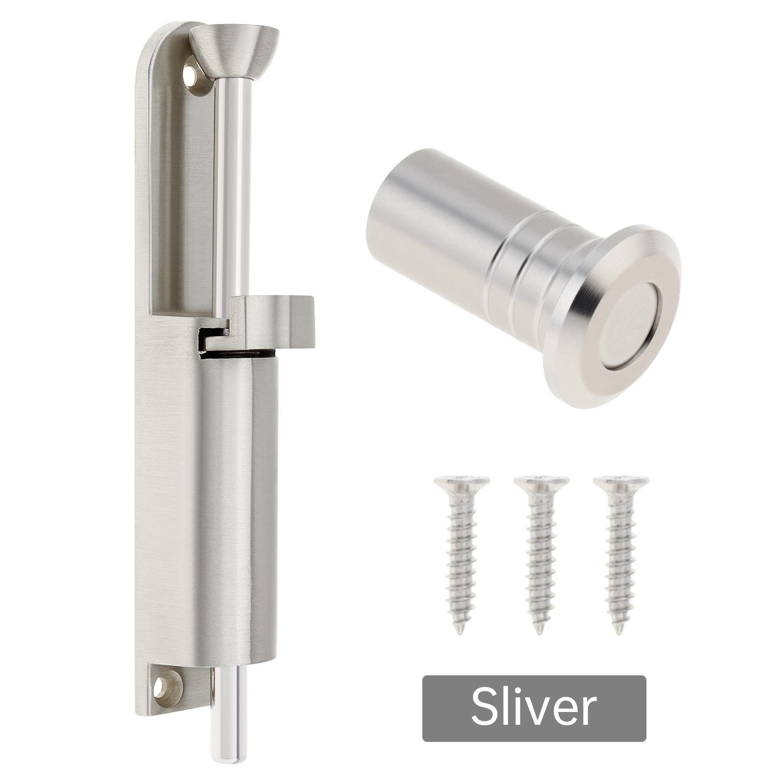 

5,5-дюймовый пружинный замок-задвижка из цинкового сплава для раздвижной двери, сверхпрочный бочкообразный засов, включает пылезащитную заглушку, 3 винта, универсальный серебряный