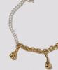 Hustad 246 Combo Flower Ball Chain Bracelet_ 925 Silver / 14K Gold Combo Flower Ball Chain Bracelet