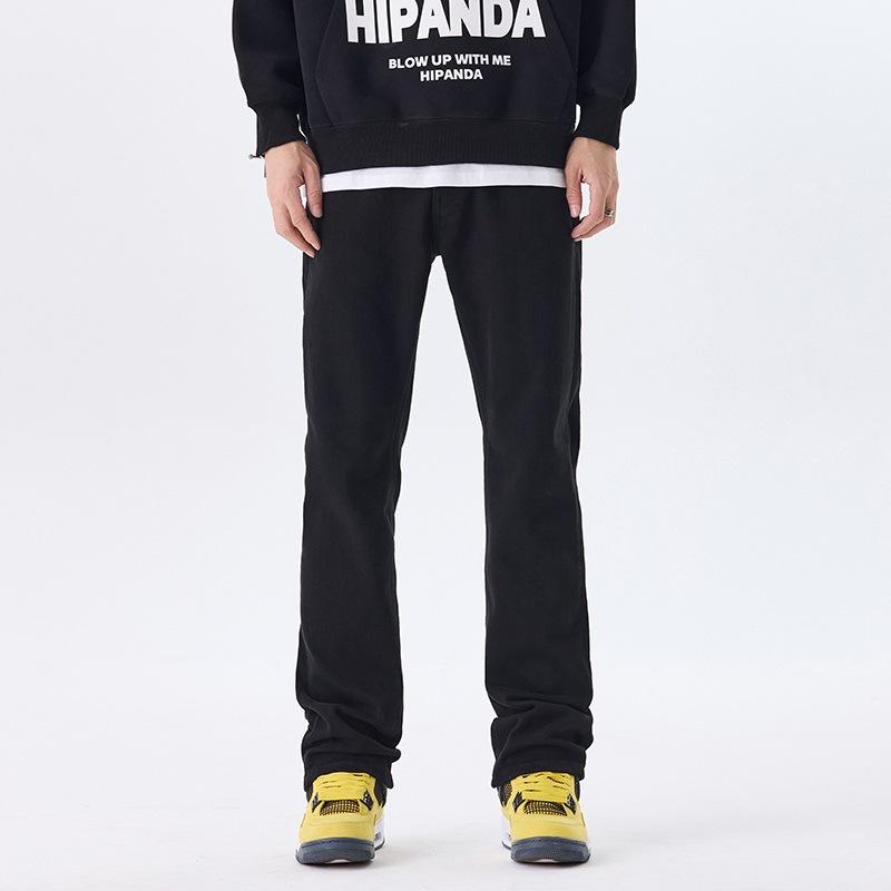 

Универсальные Американские Джинсы и Брюки в Стиле Хай-Стрит Маленькие Прямые Свободные 40 чёрный